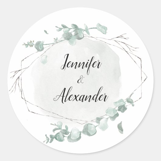 Waterverf Eucalyptus Ronde Sticker (Voorkant)