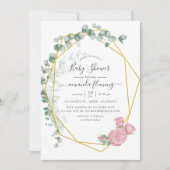 Waterverf Eucalyptus Roos Geometrisch Baby shower Kaart (Voorkant)