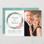 Waterverf eucalyptus Roos geometrisch Bedankkaart (Voorkant / Achterkant)