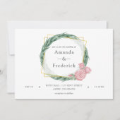 Waterverf Eucalyptus Roos Geometrische bruiloft Kaart (Voorkant)