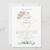 Waterverf Eucalyptus Roos Geometrische bruiloft Kaart (Voorkant)