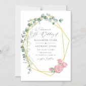 Waterverf Eucalyptus Roos Geometrische bruiloft Magnetische Uitnodiging (Voorkant)