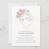 Waterverf Eucalyptus Roos Geometrische Sip en Zie Kaart (Voorkant)