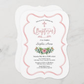 Waterverf Eucalyptus Roze Goud Kruik Doop Kaart (Voorkant / Achterkant)