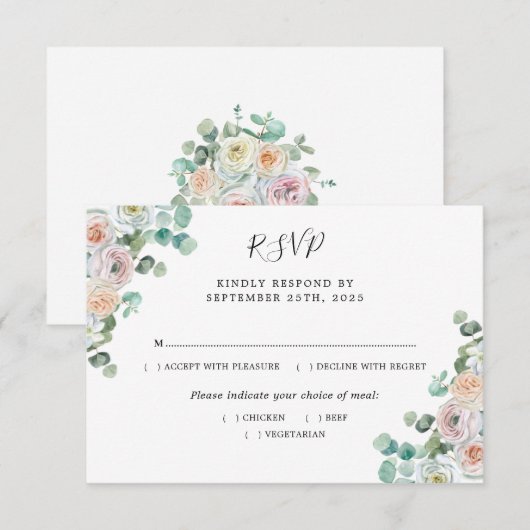 Waterverf Eucalyptus Rozen Botanische Trouw RSVP (Voorkant / Achterkant)