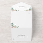Waterverf Eucalyptus Rozen Floral Wedding All In One Uitnodiging (Buitenkant)