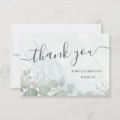 Waterverf Eucalyptus Sage Green Wedding Bedankkaart (Voorkant)