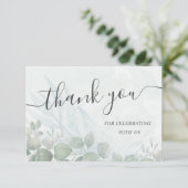 Waterverf Eucalyptus Sage Green Wedding Bedankkaart (Staand voorkant)