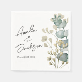 Waterverf Eucalyptus Sage Green Wedding Servet