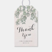 Waterverf Eucalyptus Sage Groen & Oranje bruiloft Cadeaulabel (Voorkant)