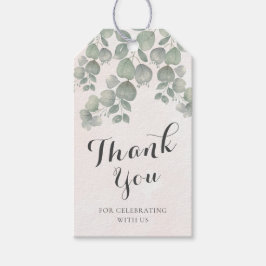 Waterverf Eucalyptus Sage Groen & Oranje bruiloft Cadeaulabel