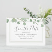 Waterverf Eucalyptus Save The Date (Staand voorkant)