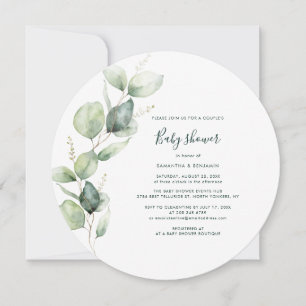 Waterverf Eucalyptus Script-Baby shower Kaart