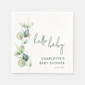 Waterverf Eucalyptus Script Baby shower Paper Servet (Voorkant)