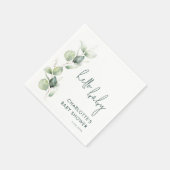 Waterverf Eucalyptus Script Baby shower Paper Servet (Hoek)