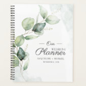 Waterverf Eucalyptus Script Bloemrijke Trouwdag Planner (Voorkant)