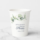 Waterverf Eucalyptus Script Bruidsdouche Papieren Bekers (Voorkant)