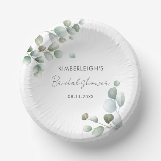 Waterverf Eucalyptus Script Bruidsdouche Papieren Kommen (Voorkant)
