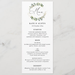 Waterverf eucalyptus script bruiloft menu