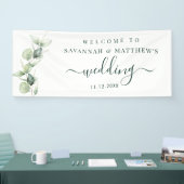Waterverf Eucalyptus Script Bruiloft Spandoek (Beurs)