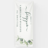 Waterverf Eucalyptus Script Bruiloft Spandoek (Verticaal)