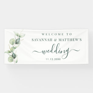 Waterverf Eucalyptus Script Bruiloft Spandoek