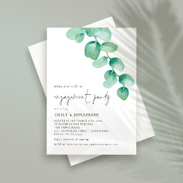 Waterverf Eucalyptus Script Engagement Party Kaart