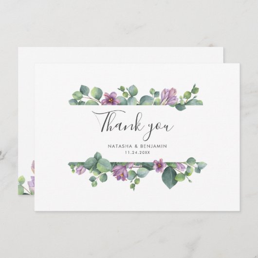 Waterverf Eucalyptus Script Wedding Bedankt (Voorkant / Achterkant)