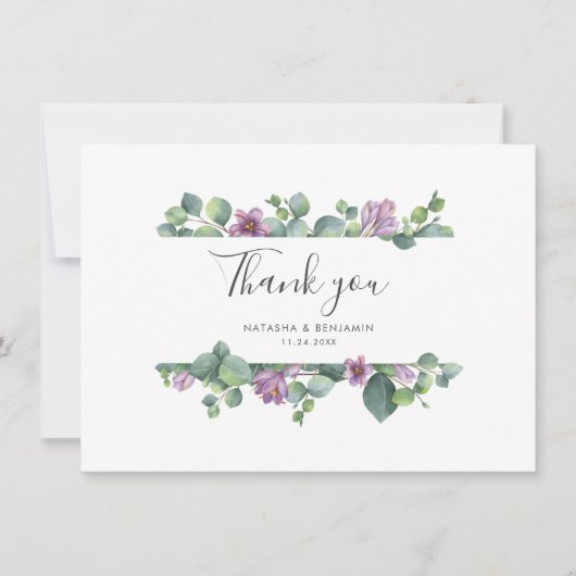 Waterverf Eucalyptus Script Wedding Bedankt (Voorkant)