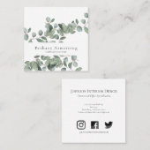 Waterverf Eucalyptus Square Vierkante Visitekaartje (Voorkant / Achterkant)