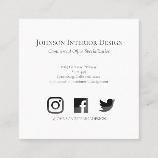 Waterverf Eucalyptus Square Vierkante Visitekaartje (Achterkant)