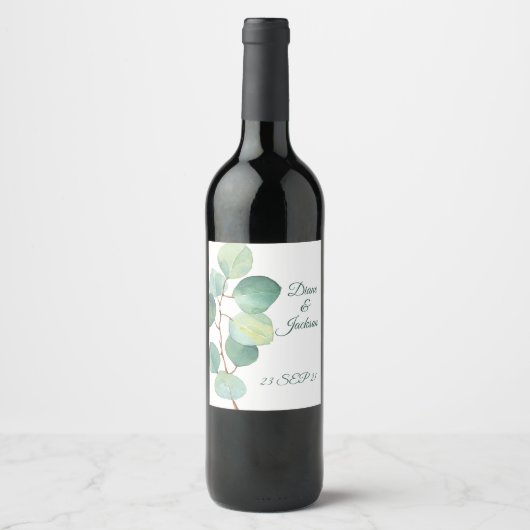 Waterverf Eucalyptus Stam Wijnlabel Wijn Etiket (Voorkant)