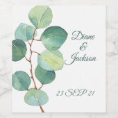 Waterverf Eucalyptus Stem Wijn Label Etiket (Enkel label)