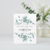 Waterverf Eucalyptus & Succulent Bewaar de datum Briefkaart (Staand voorkant)