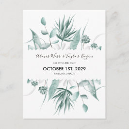 Waterverf Eucalyptus & Succulent Bewaar de datum Briefkaart