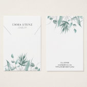 Waterverf Eucalyptus Succulent · Ketting Display Visitekaartje (Voorkant /achterkant)
