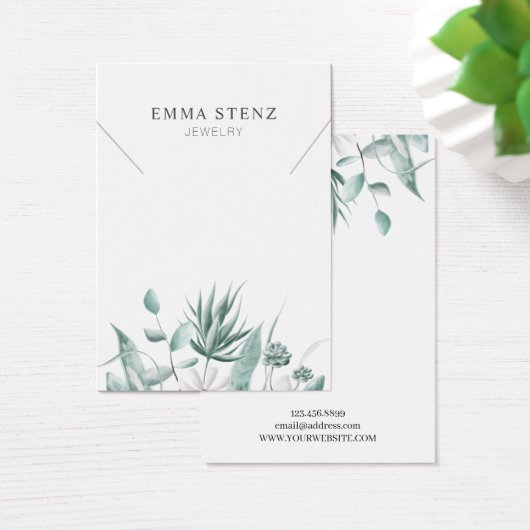 Waterverf Eucalyptus Succulent · Ketting Display Visitekaartje (Bureau)