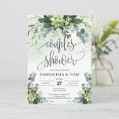 Waterverf eucalyptus succulent koppels douche kaart (Staand voorkant)