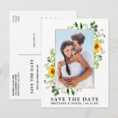 Waterverf Eucalyptus Sunflower Save the Date Briefkaart (Voorkant / Achterkant)