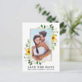 Waterverf Eucalyptus Sunflower Save the Date Briefkaart (Staand voorkant)