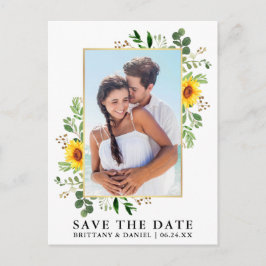 Waterverf Eucalyptus Sunflower Save the Date Briefkaart