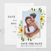 Waterverf Eucalyptus Sunflower Save the Date Kaart (Voorkant / Achterkant)