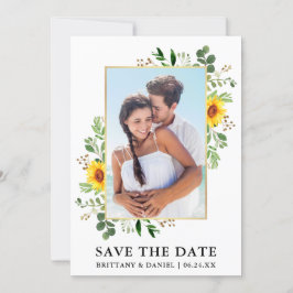 Waterverf Eucalyptus Sunflower Save the Date Kaart