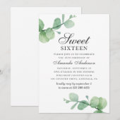 Waterverf eucalyptus Sweet 16. groen loof Kaart (Voorkant / Achterkant)