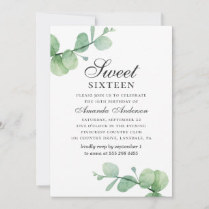 Waterverf eucalyptus Sweet 16. groen loof Kaart
