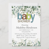 Waterverf Eucalyptus tak Baby shower Kaart (Voorkant)