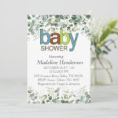 Waterverf Eucalyptus tak Baby shower Kaart (Staand voorkant)