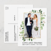 Waterverf Eucalyptus Trouw Goud Bedankt Briefkaart (Voorkant / Achterkant)