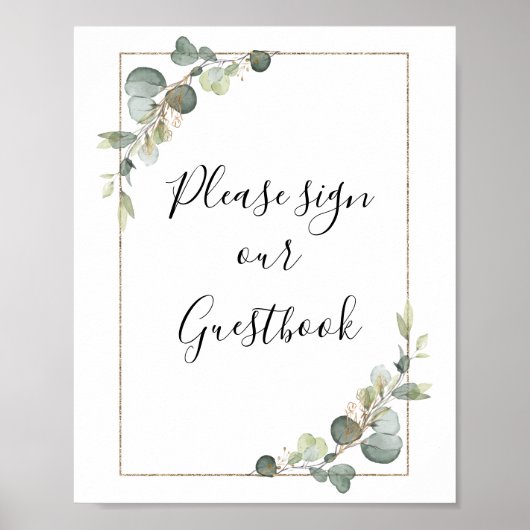 waterverf eucalyptus trouwbord poster (Voorkant)