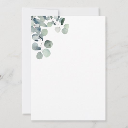 Waterverf Eucalyptus Trouwfeest Avondfeest Kaart (Achterkant)